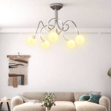 Ceiling Lamp with Round Glass Shades for 5 G9 LED Lights