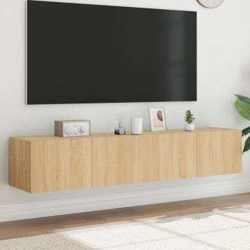 TV Wall Cabinets with LED Lights 2 pcs Sonoma Oak 80x35x31 cm