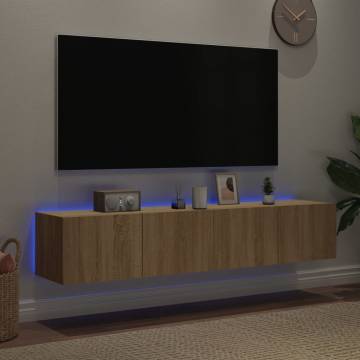 TV Wall Cabinets with LED Lights 2 pcs Sonoma Oak 80x35x31 cm