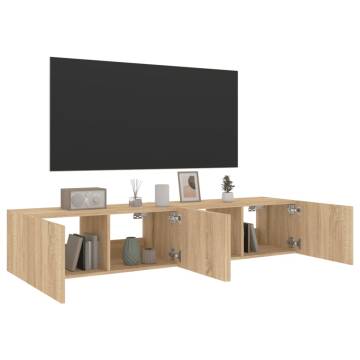 TV Wall Cabinets with LED Lights 2 pcs Sonoma Oak 80x35x31 cm