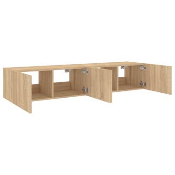 TV Wall Cabinets with LED Lights 2 pcs Sonoma Oak 80x35x31 cm