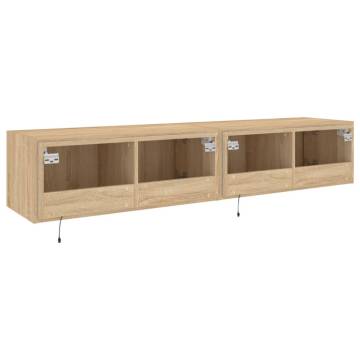 TV Wall Cabinets with LED Lights 2 pcs Sonoma Oak 80x35x31 cm