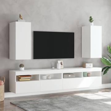 TV Wall Cabinets with LED Lights 2 pcs White 30.5x35x70 cm