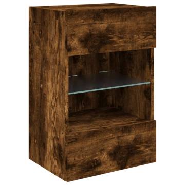 TV Wall Cabinets with LED Lights 2 pcs Smoked Oak 40x30x60.5 cm