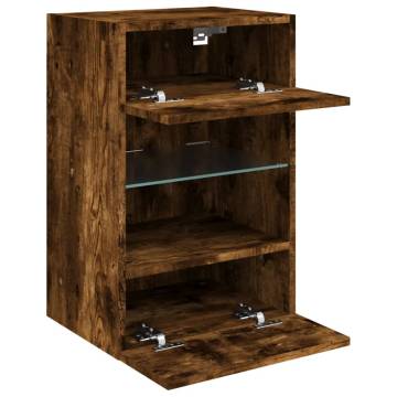 TV Wall Cabinets with LED Lights 2 pcs Smoked Oak 40x30x60.5 cm