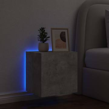 TV Wall Cabinet with LED Lights Concrete Grey 40.5x35x40 cm