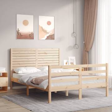 Bed Frame with Headboard 140x200 cm Solid Wood