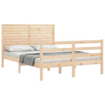 Bed Frame with Headboard 140x200 cm Solid Wood