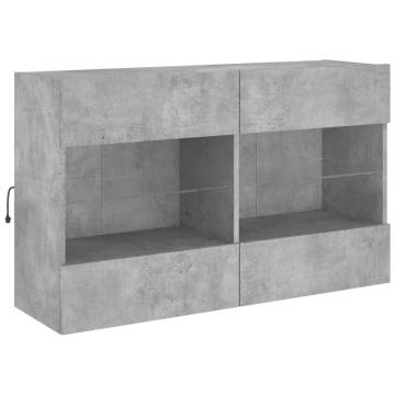 TV Wall Cabinet with LED Lights Concrete Grey 98.5x30x60.5 cm