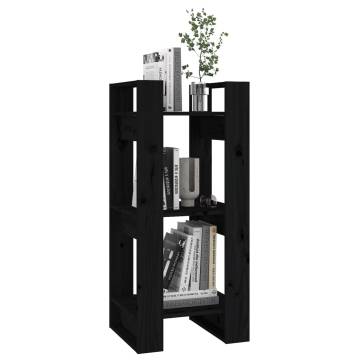 Book Cabinet/Room Divider Black 41x35x91 cm Solid Wood Pine