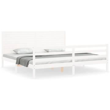 Bed Frame with Headboard White 200x200 cm Solid Wood