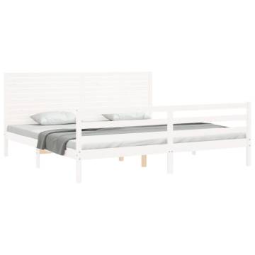 Bed Frame with Headboard White 200x200 cm Solid Wood