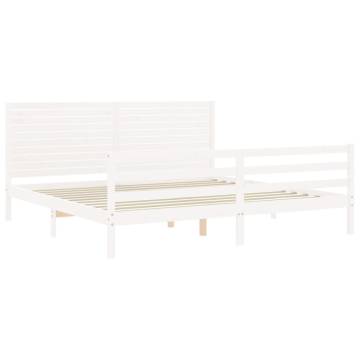 Bed Frame with Headboard White 200x200 cm Solid Wood