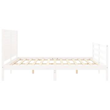 Bed Frame with Headboard White 200x200 cm Solid Wood