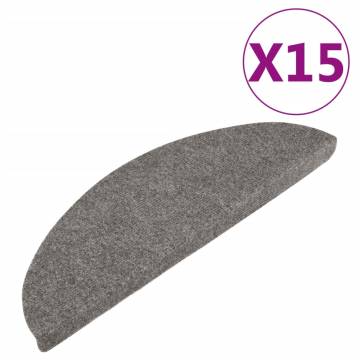 Stair Mats Self-adhesive 15 pcs 56x17x3 cm Grey