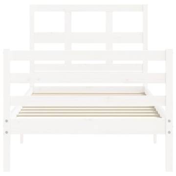 Bed Frame with Headboard White 100x200 cm Solid Wood