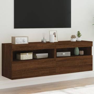 TV Wall Cabinets with LED Lights 2 pcs Brown Oak 60x30x40 cm