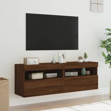 TV Wall Cabinets with LED Lights 2 pcs Brown Oak 60x30x40 cm