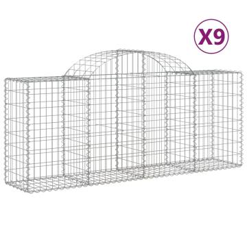 Arched Gabion Baskets 9 pcs 200x50x80/100 cm Galvanised Iron