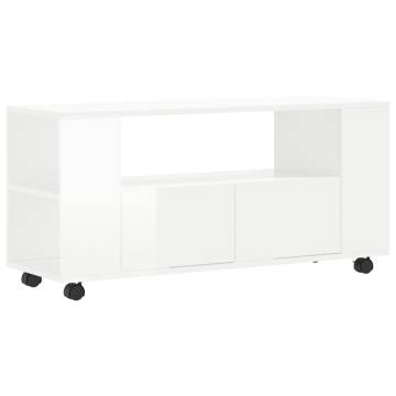 TV Cabinet High Gloss White 102x34.5x43 cm Engineered Wood