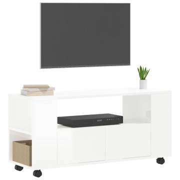 TV Cabinet High Gloss White 102x34.5x43 cm Engineered Wood