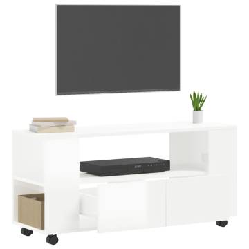 TV Cabinet High Gloss White 102x34.5x43 cm Engineered Wood