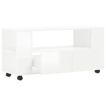 TV Cabinet High Gloss White 102x34.5x43 cm Engineered Wood