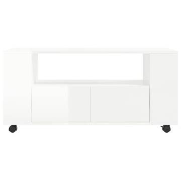 TV Cabinet High Gloss White 102x34.5x43 cm Engineered Wood