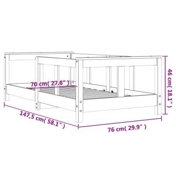 Kids Bed Frame White 70x140 cm Solid Wood Pine