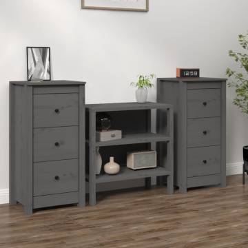 Sideboards 2 pcs Grey 40x35x80 cm Solid Wood Pine