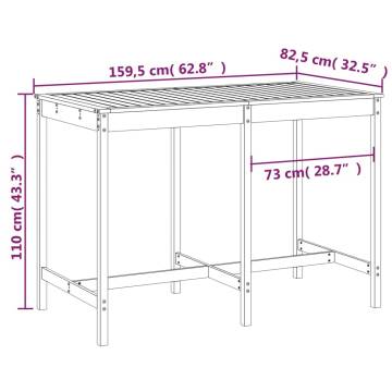 Garden Table Black 159.5x82.5x110 cm Solid Wood Pine