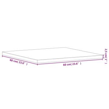 Table Top 60x60x2.5 cm Square Solid Wood Beech