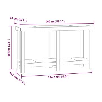 Work Bench Grey 140x50x80 cm Solid Wood Pine