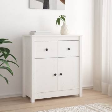 Sideboard White 70x35x80 cm Solid Wood Pine