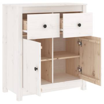 Sideboard White 70x35x80 cm Solid Wood Pine