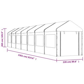 Gazebo with Roof White 15.61x2.28x2.69 m Polyethylene