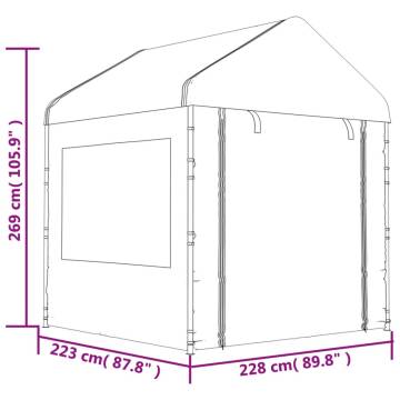 Gazebo with Roof White 15.61x2.28x2.69 m Polyethylene