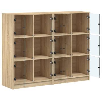 Bookcase with Doors Sonoma Oak 136x37x109 cm Engineered Wood