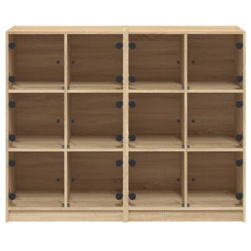 Bookcase with Doors Sonoma Oak 136x37x109 cm Engineered Wood