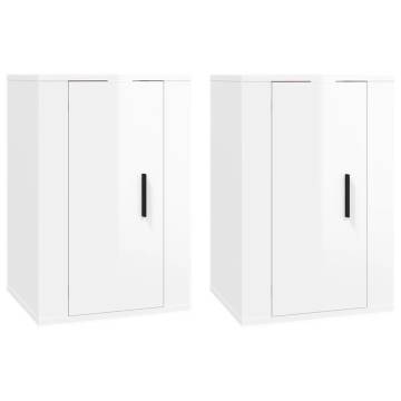 Wall Mounted TV Cabinets 2 pcs High Gloss White 40x34.5x60 cm