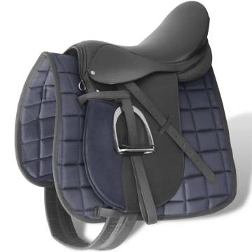 Horse Riding Saddle Set 17.5" Real leather Black 12 cm 5-in-1