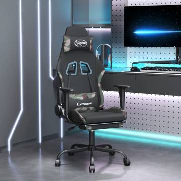 Gaming Chair with Footrest Black and Camouflage Fabric