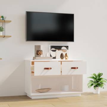 TV Cabinet White 90x40x60 cm Solid Wood Pine