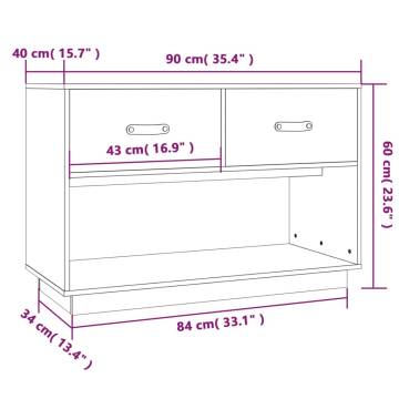 TV Cabinet White 90x40x60 cm Solid Wood Pine