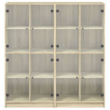 Bookcase with Doors Sonoma Oak 136x37x142 cm Engineered Wood