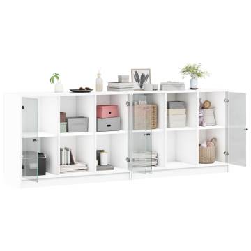 Bookcase with Doors White 204x37x75 cm Engineered Wood