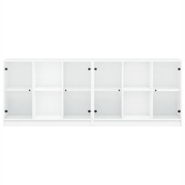 Bookcase with Doors White 204x37x75 cm Engineered Wood