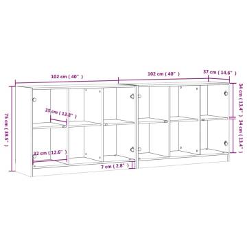 Bookcase with Doors White 204x37x75 cm Engineered Wood