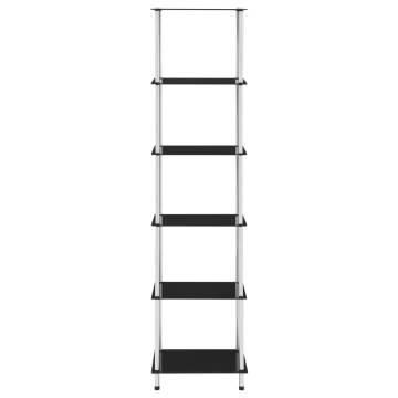 6-Tier Shelf Black 40x40x160 cm Tempered Glass