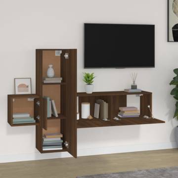 3 Piece TV Cabinet Set Brown Oak Engineered Wood